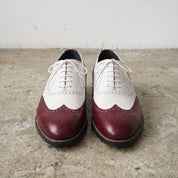 Men's Burgundy and White Two-Tone Wingtip Leather Oxfords — Gunnell
