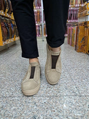 Men's Tan Suede Slip-On Sneakers