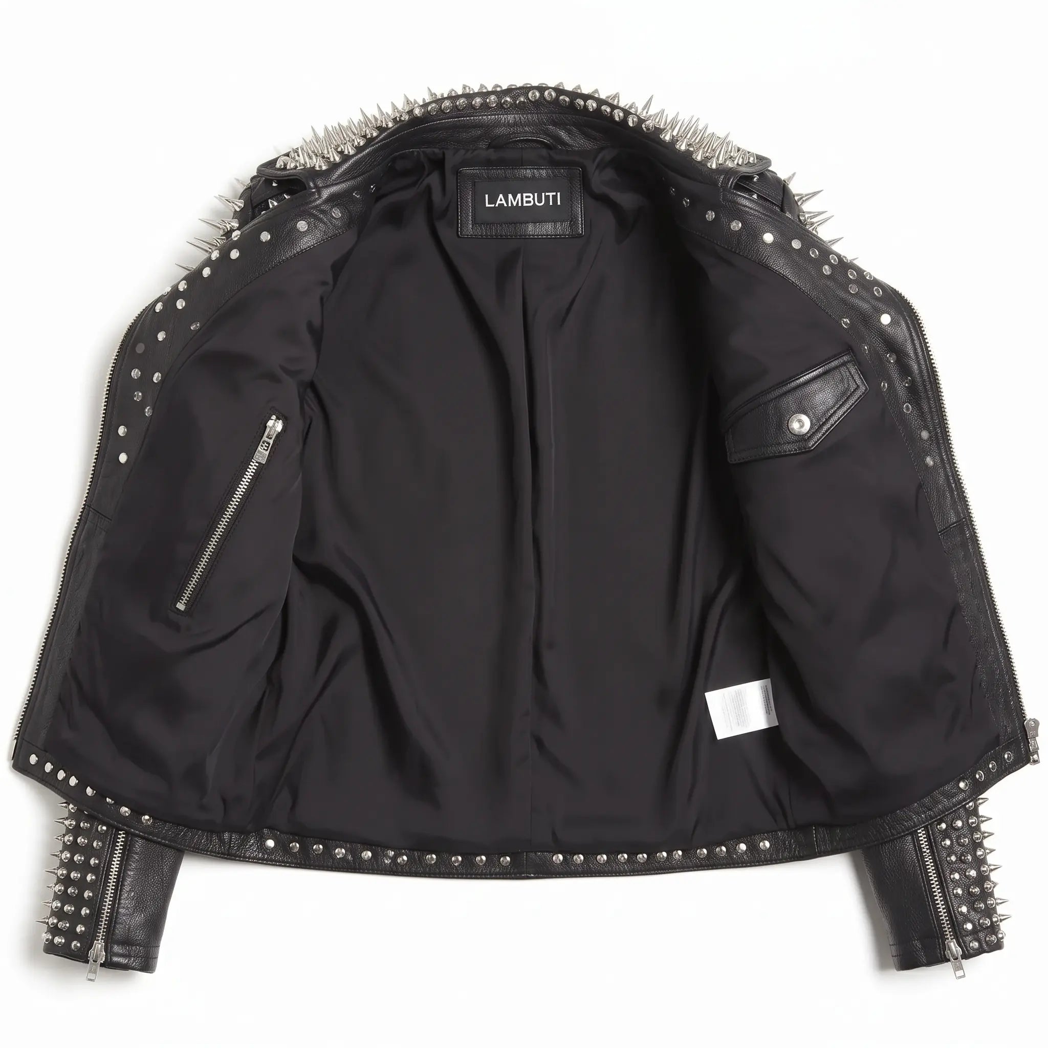 Women's Black Studded Leather Biker Jacket — Derrington