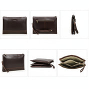 Men's Full-Grain leather Laptop Clutch, Multi-Compartment 14-inch Sleeve Bag