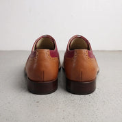Men's Burgundy and Brown Two-Tone Wingtip Leather Oxfords — Andover