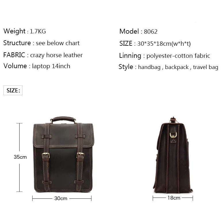 Handmade Full-Grain Leather Messenger Bag for Men