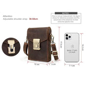 Handmade Vintage Crossbody Zipper Genuine Leather Men’s Phone Bag