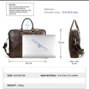 Genuine Leather Laptop Briefcase & Messenger Bag for Men - 16" Crossbody Bag for Professionals