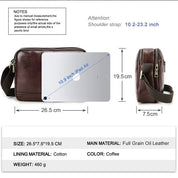 Leather Sling Messenger Bag for Men with Double Zipper