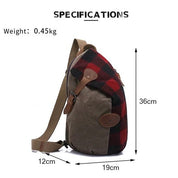 Men's Vintage Checkered Canvas Leather Crossbody Bag