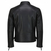 Handmade Men's  Black Leather  Biker Jacket, Vintage Style  Slim Fit Jacket