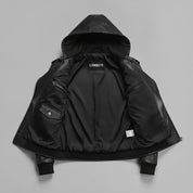 Men's Black Hooded Leather Biker Jacket