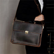 Handmade Brass Buckle Full-Grain Leather Satchel Bag