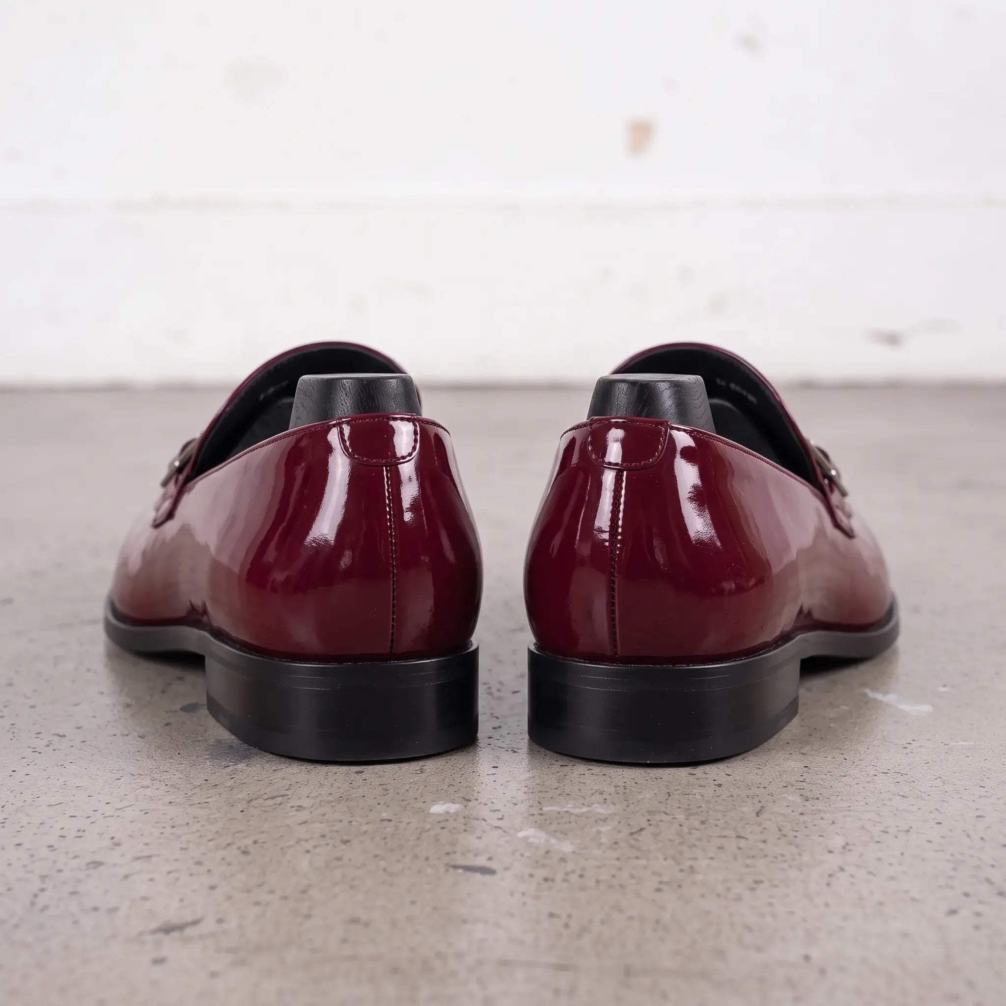 Men's Burgundy Patent Leather Monk Strap Loafers — Lofthouse