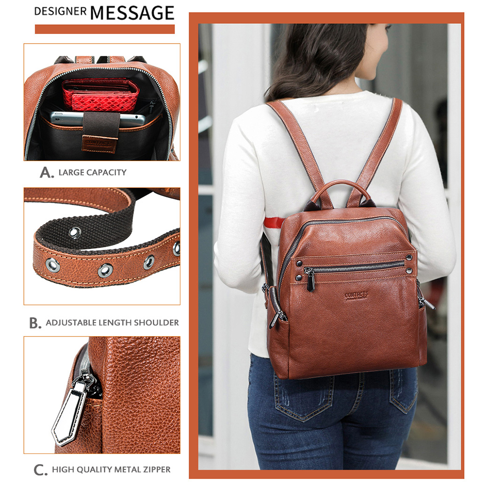 Women's Handcrafted Full-Grain Leather Travel Backpack