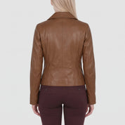 Women's Brown Leather Double Rider Jacket — Osgood
