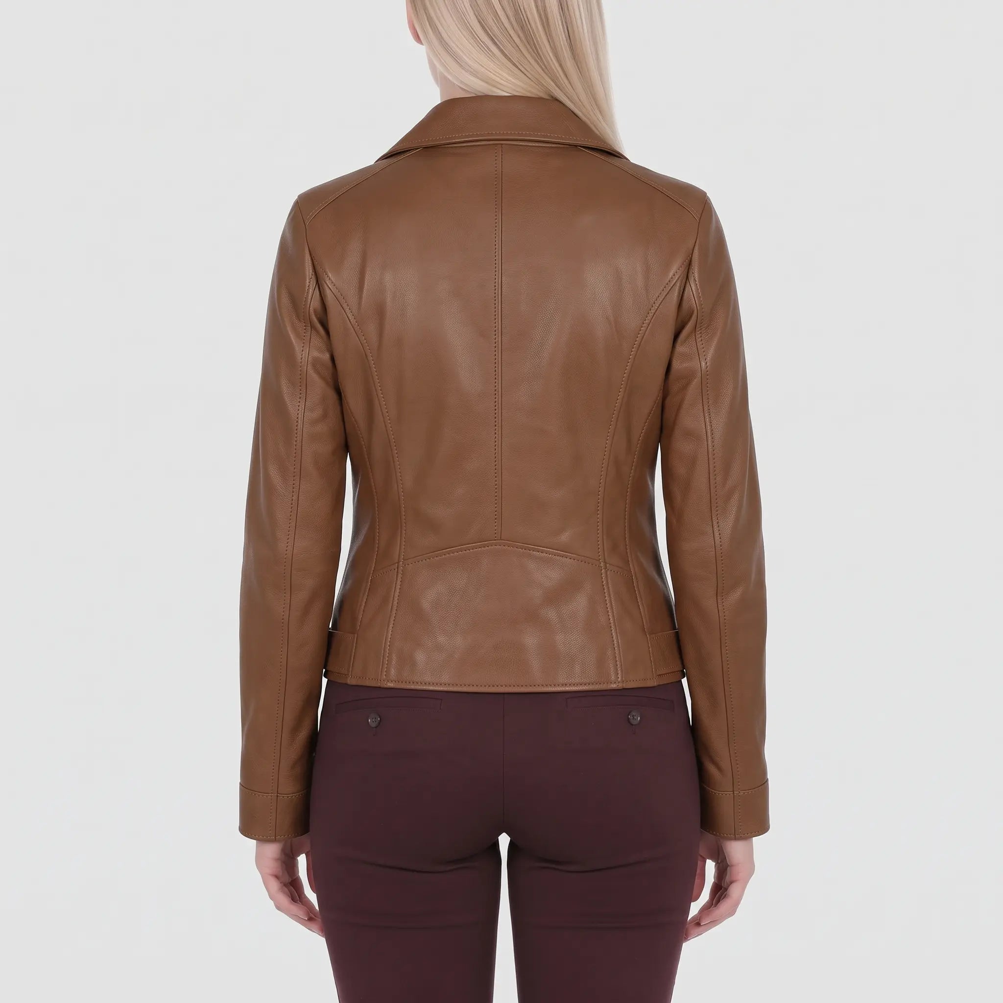 Women's Brown Leather Double Rider Jacket — Osgood