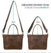 Unisex Full-Grain Leather Crossbody Tote Bag