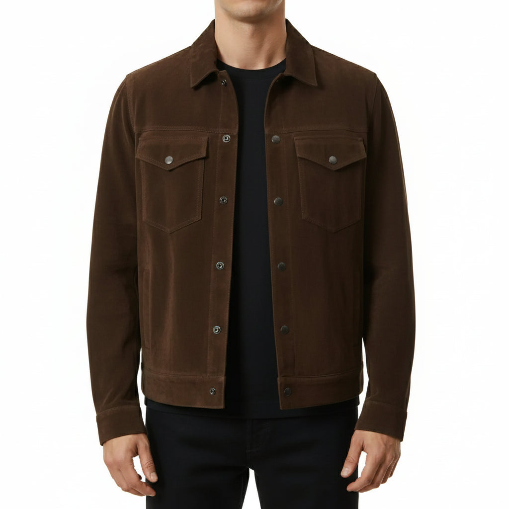 Men's Handmade Trucker Suede Jacket