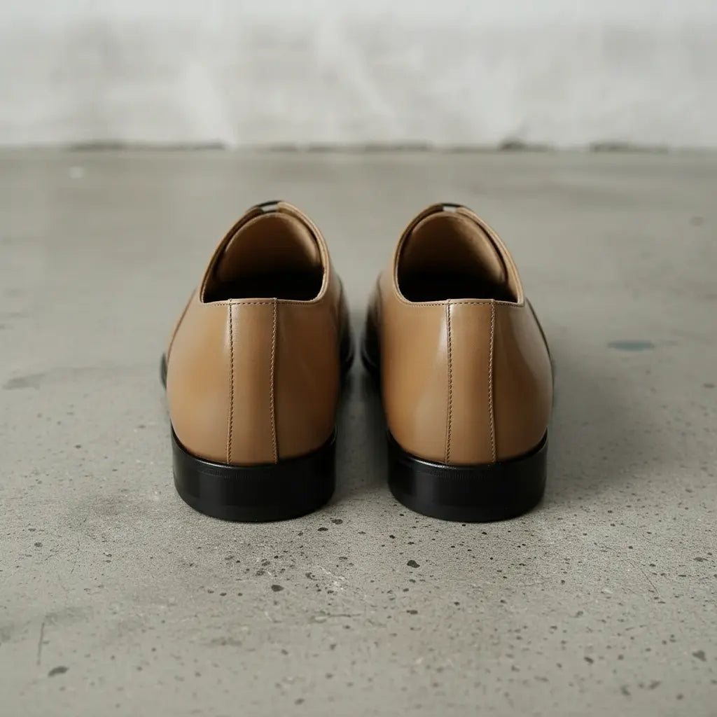 Men's Tan Plain-Toe Leather Oxfords — Cambray