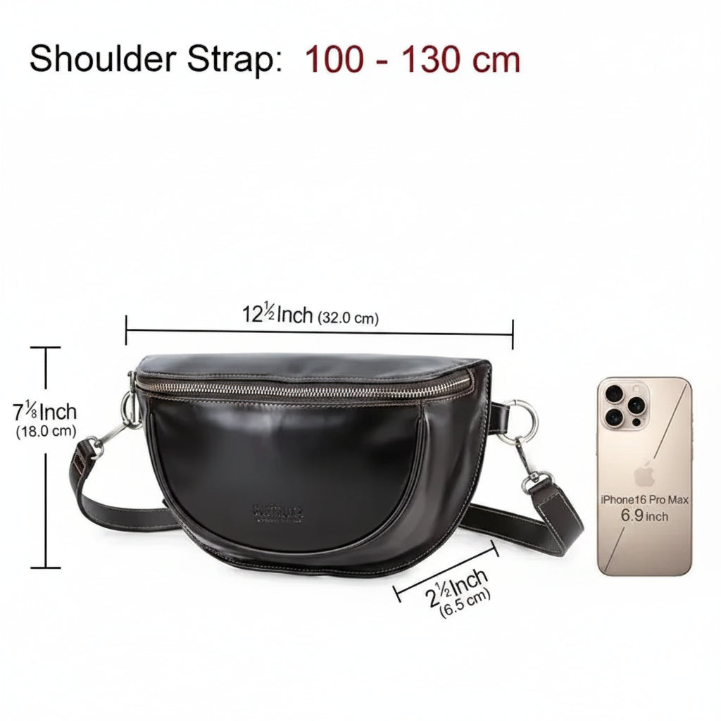 Women's Full Grain Leather Crossbody Fanny Pack, Premium Waist Bag