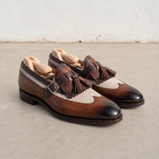 Men's Brown and Beige Fringe Leather Tassel Loafers — Bell
