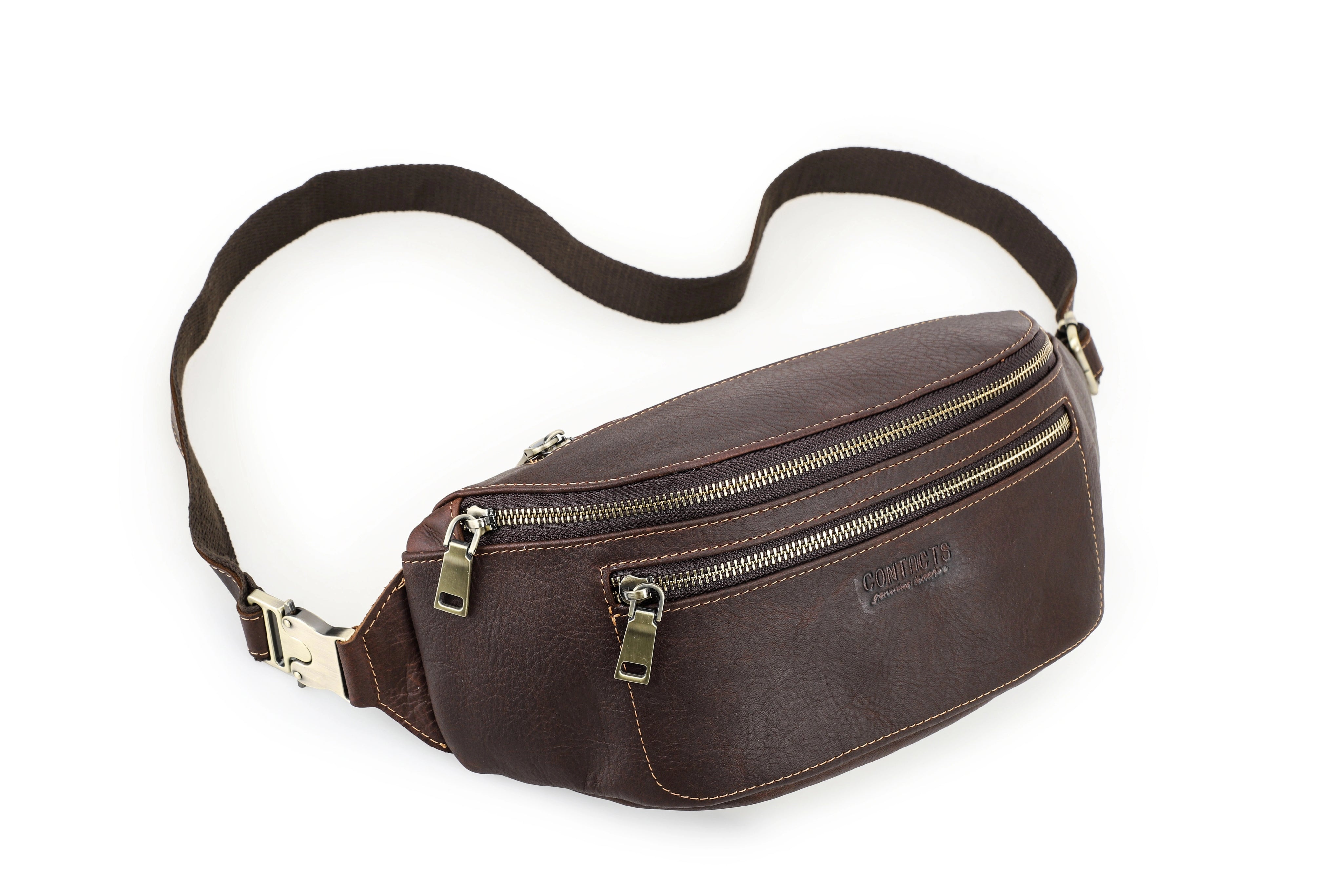 Men's Brown Leather Sling Bag — Glenham