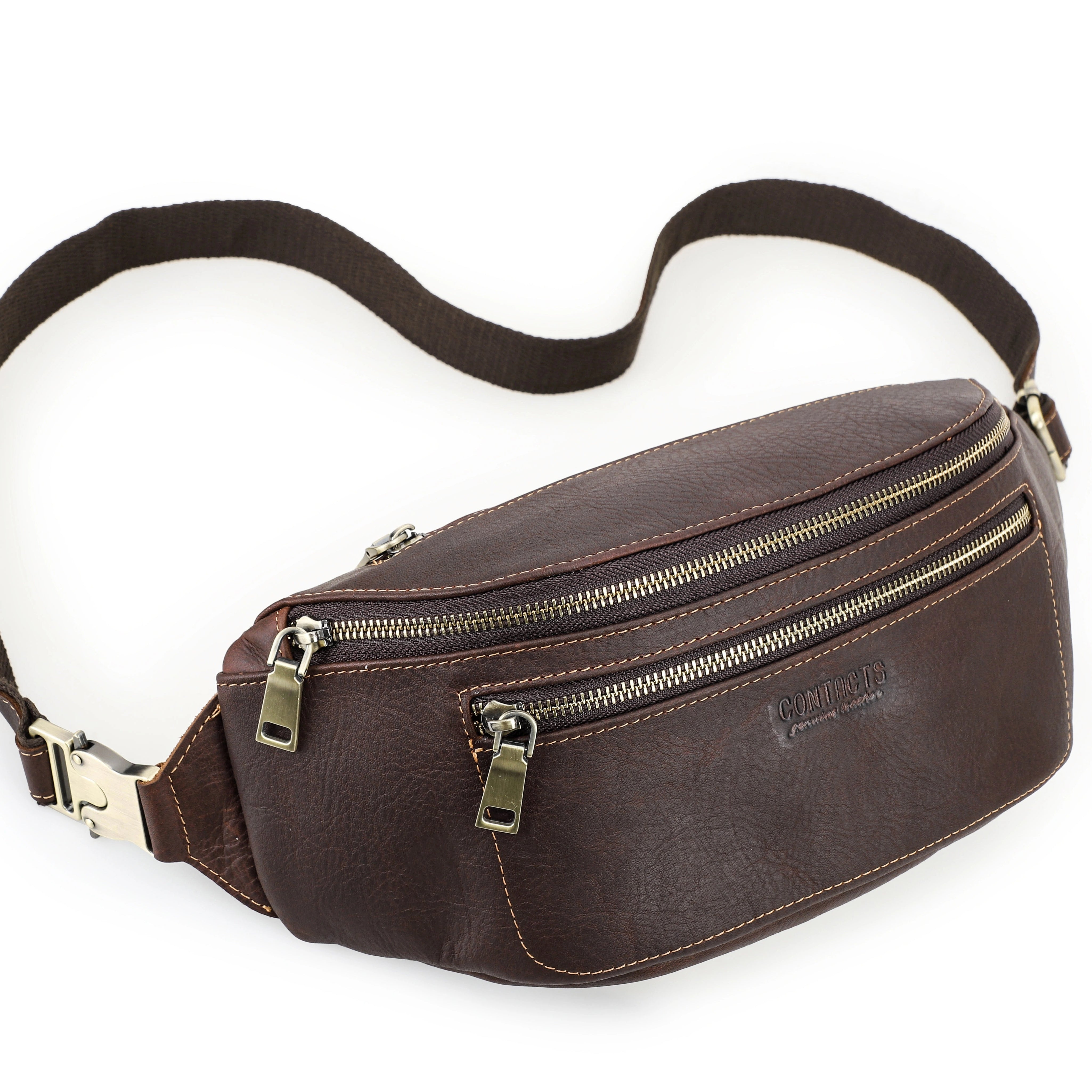Men's Brown Leather Sling Bag — Glenham