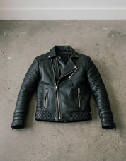 Handmade Men's Black Biker Leather Jacket, Black Sheep Leather Motorcycle Jacket for Men