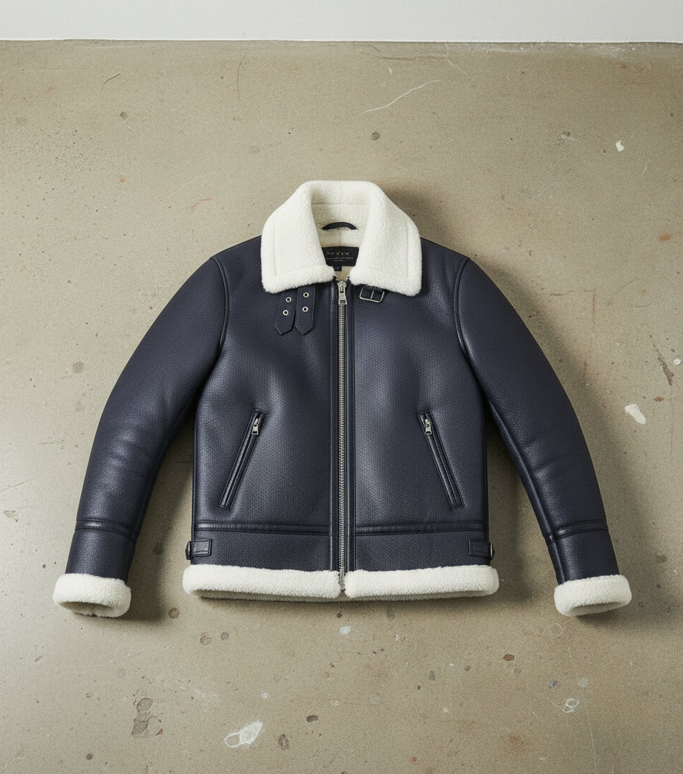 Men's Handmade Shearling Leather Jacket