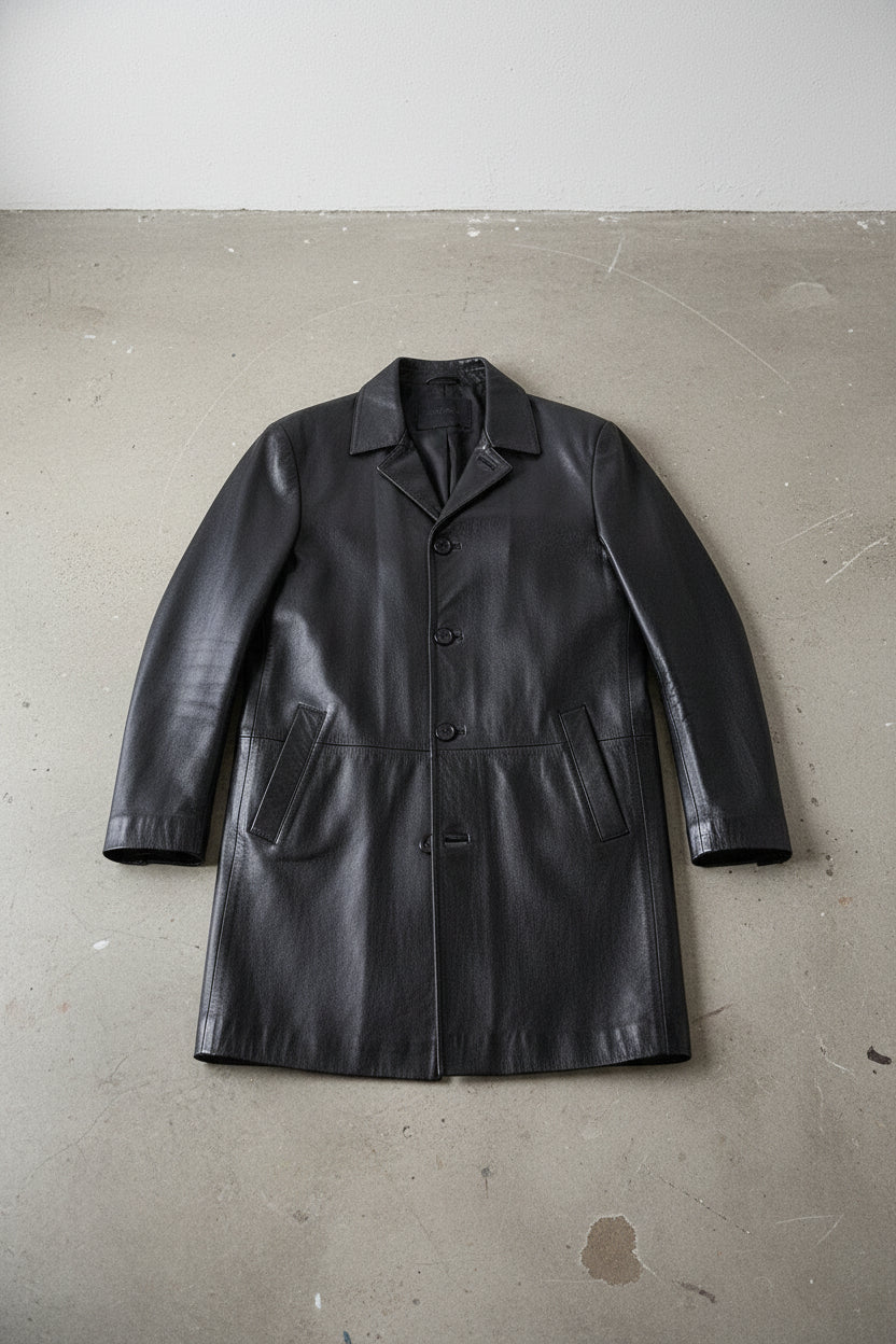 Men's Handmade Car Coat Leather Jacket