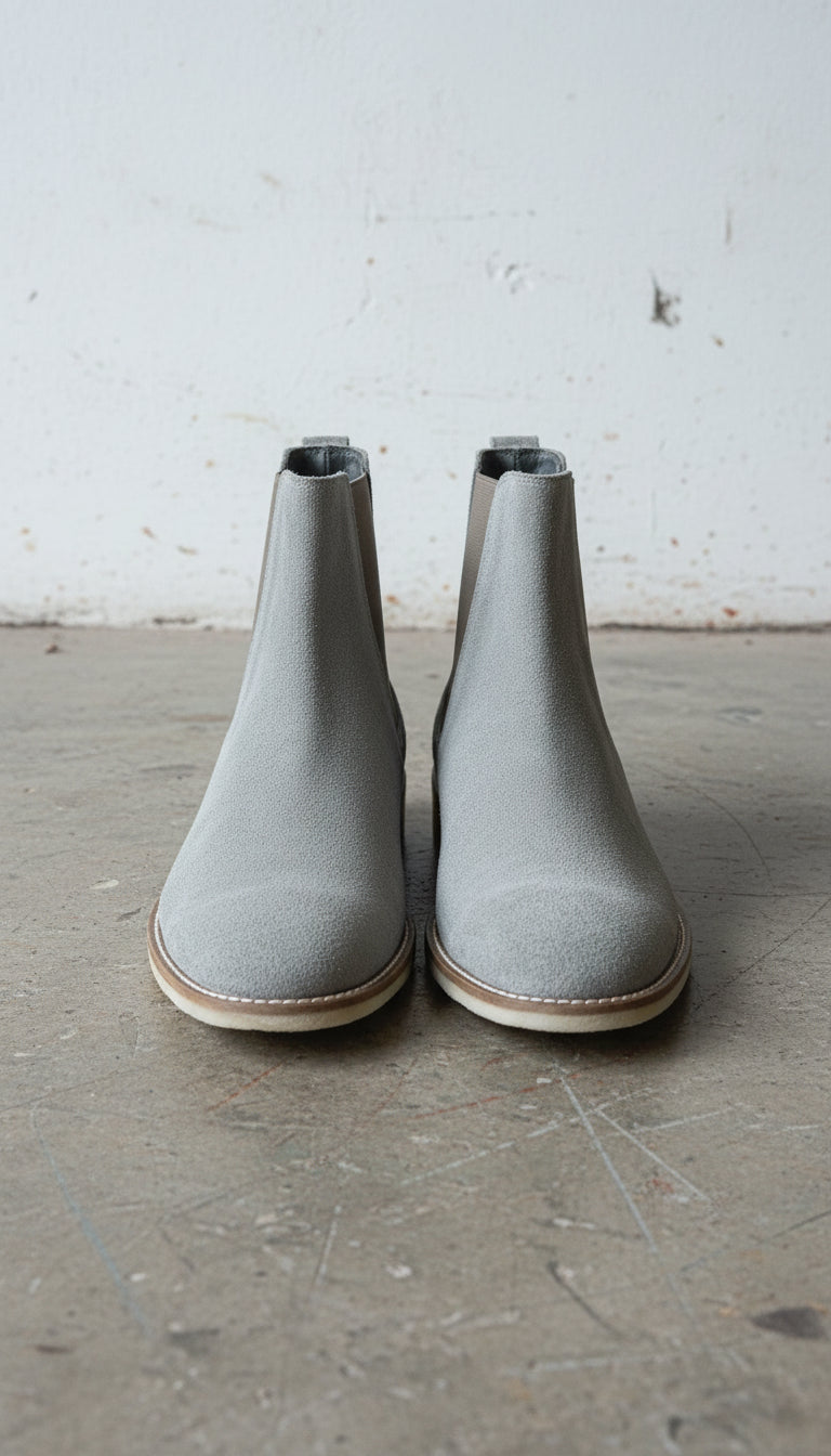 Men's Light Gray Suede Chelsea Boots