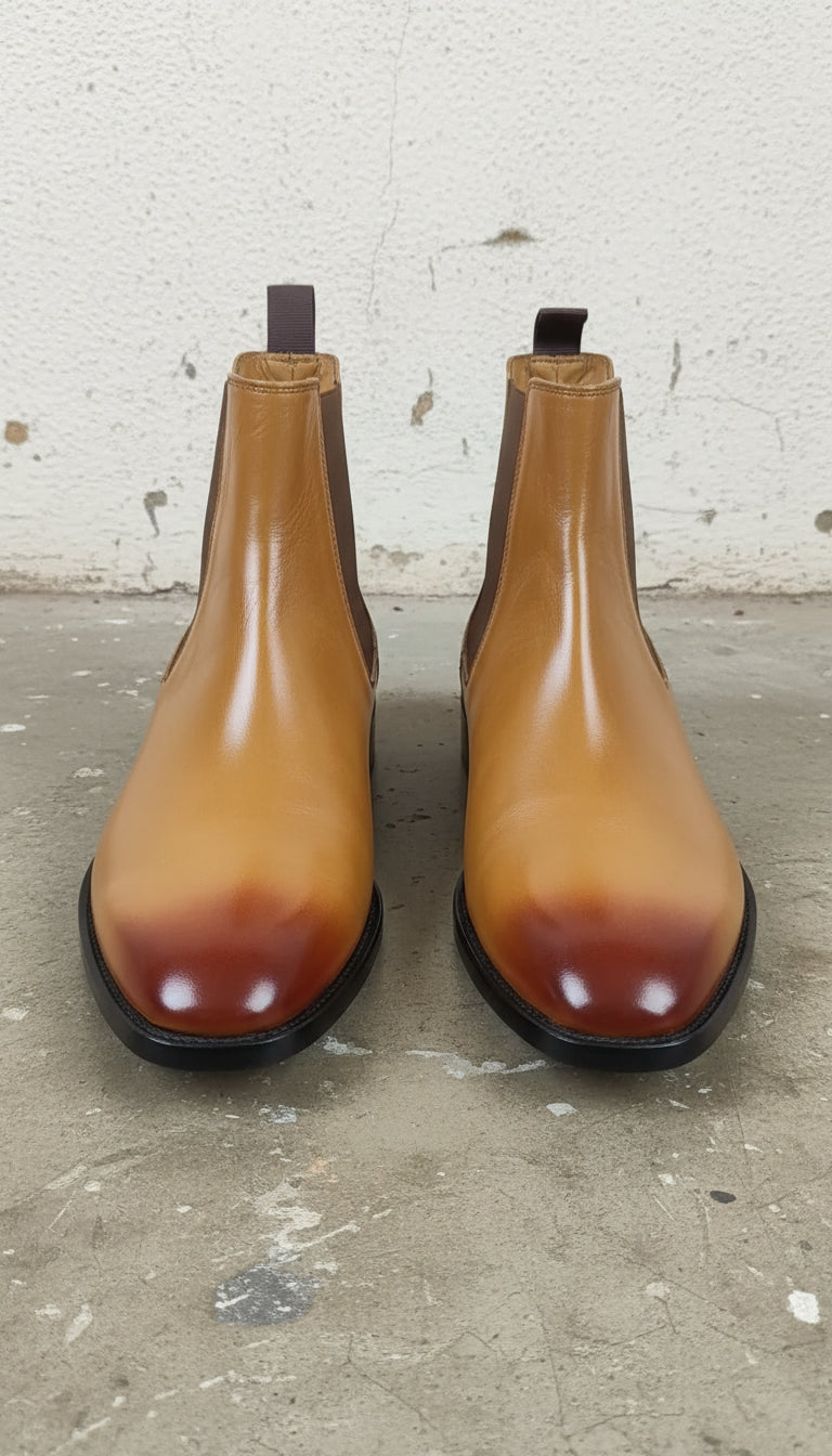 Handmade Mens Brown Chelsea Leather Boot, Mens Leather Boot, Men Ankle Boot