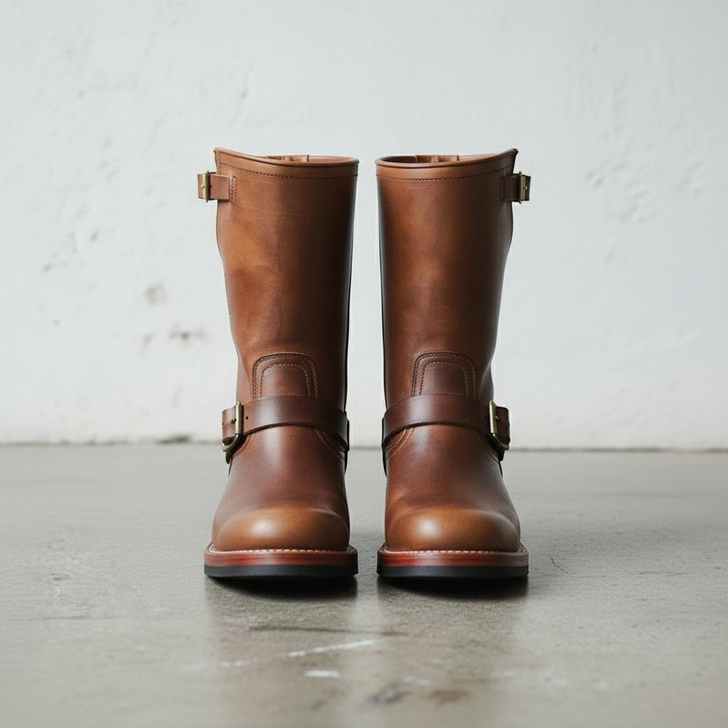 Handmade Mens Antique Brown Leather Biker Boots Men Leather Motorcycle Boot