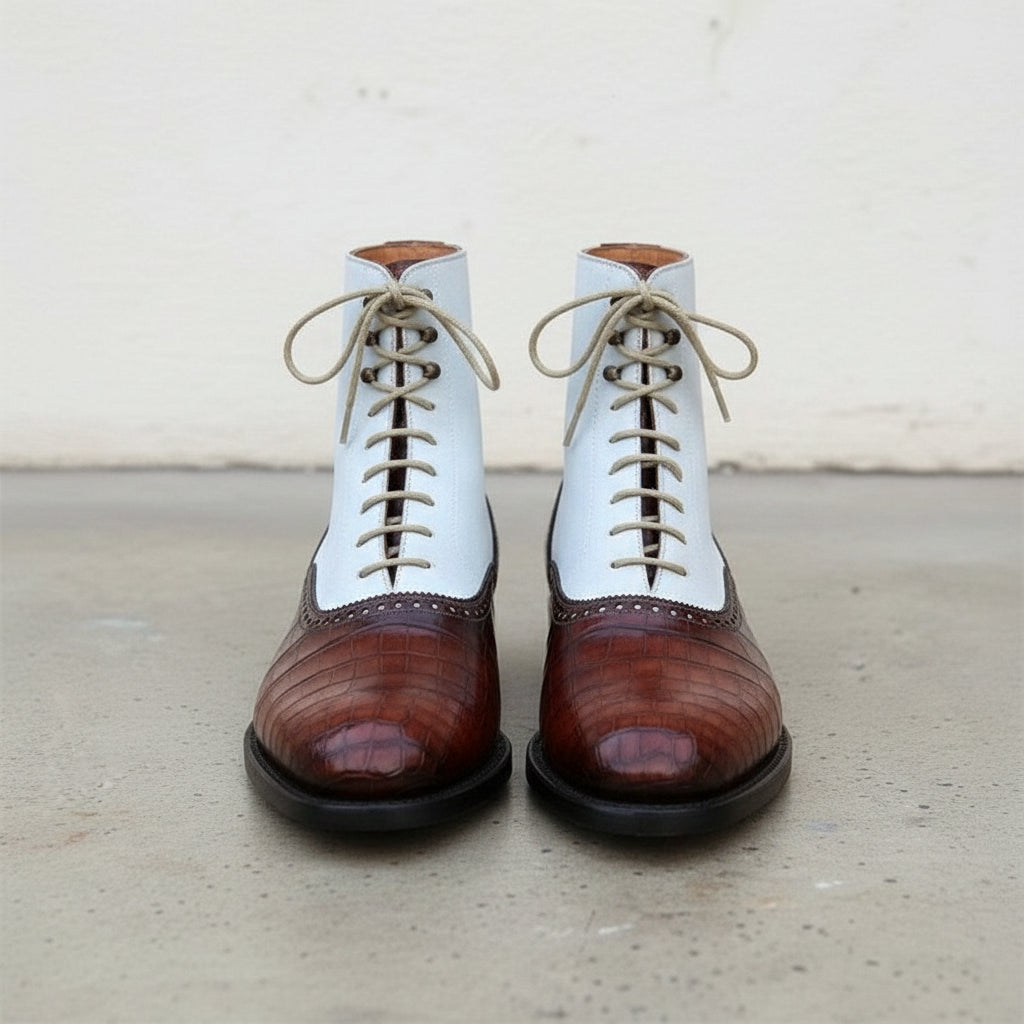 Men's Two Tone High Ankle Alligator Boots