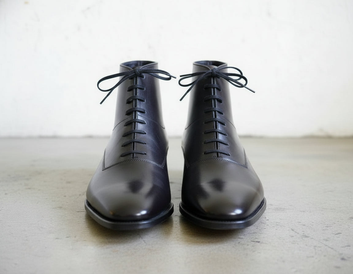Handmade Men's Fashion Ankle Leather Boot, Men Black Lace Up Boot, Men's Boot