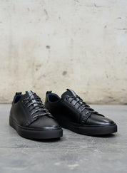 Men's Black Leather Low-Profile Sneakers