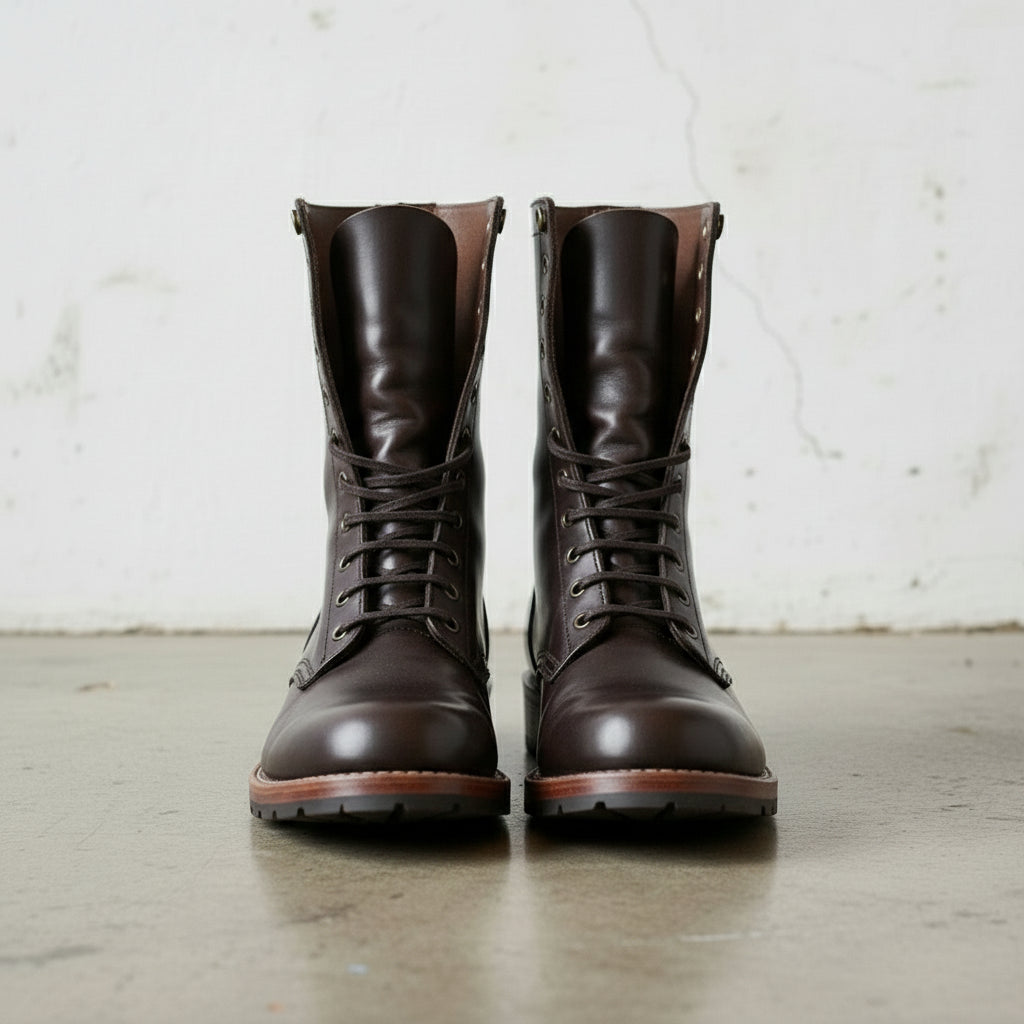 Handcrafted Men's  Leather Lace-Up Ankle Combat Boots