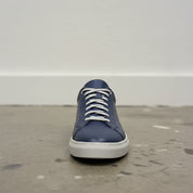 Men's Navy Blue Lace-Up Leather Sneakers