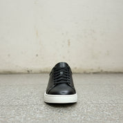 Black Leather Men's Lace-Up Sneakers