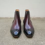 Handmade Men's Dark Burgundy Leather Chelsea Ankle Boots