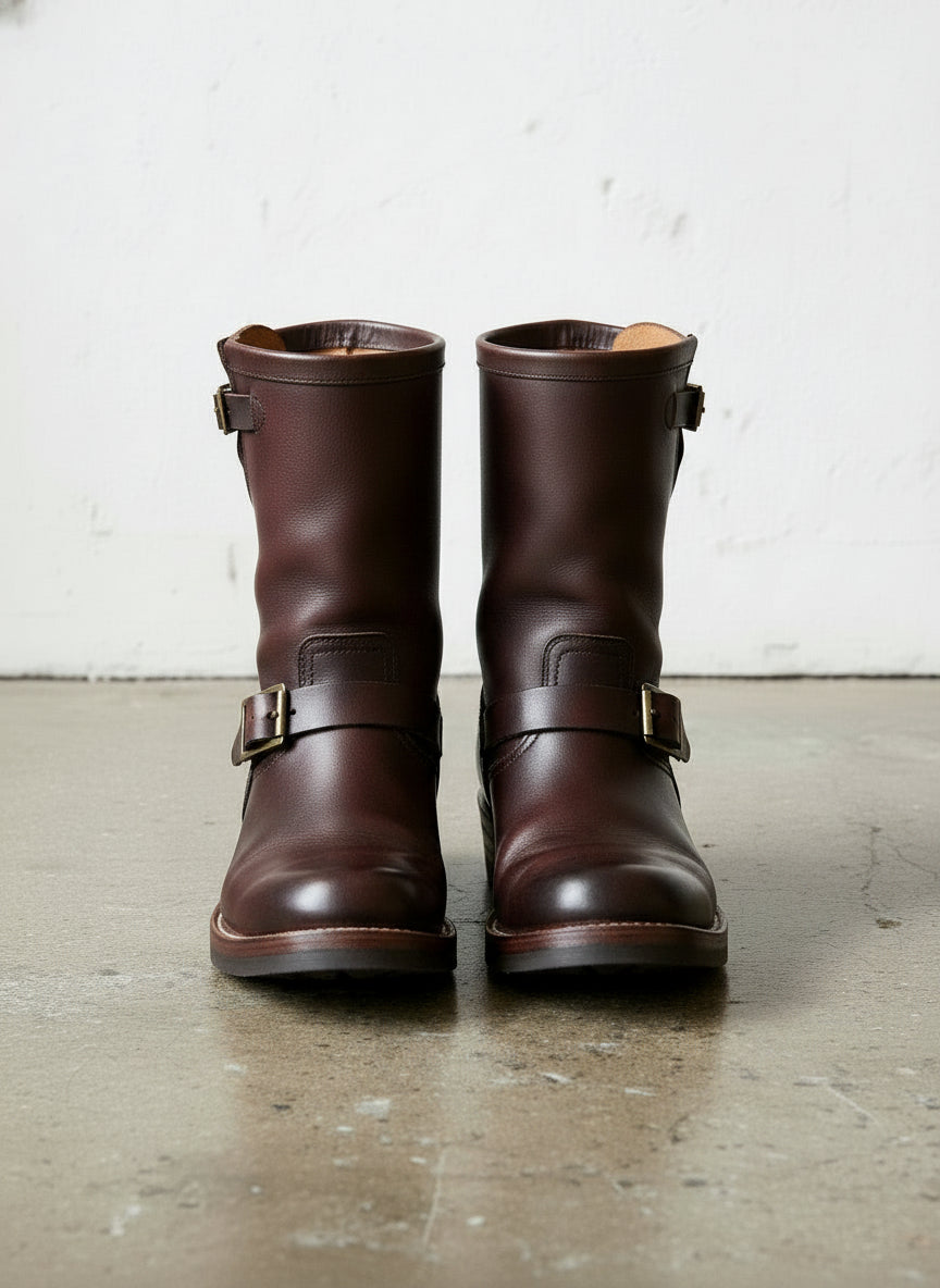 Handcrafted Maroon Leather Work Boots for Men