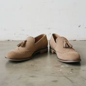 Men's Suede Brogue Slip-on Shoes in Cow Leather