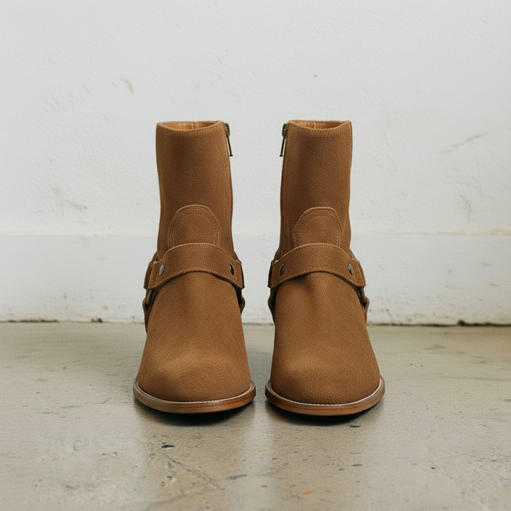 Handmade Men's Cow Leather Suede High Ankle Boots