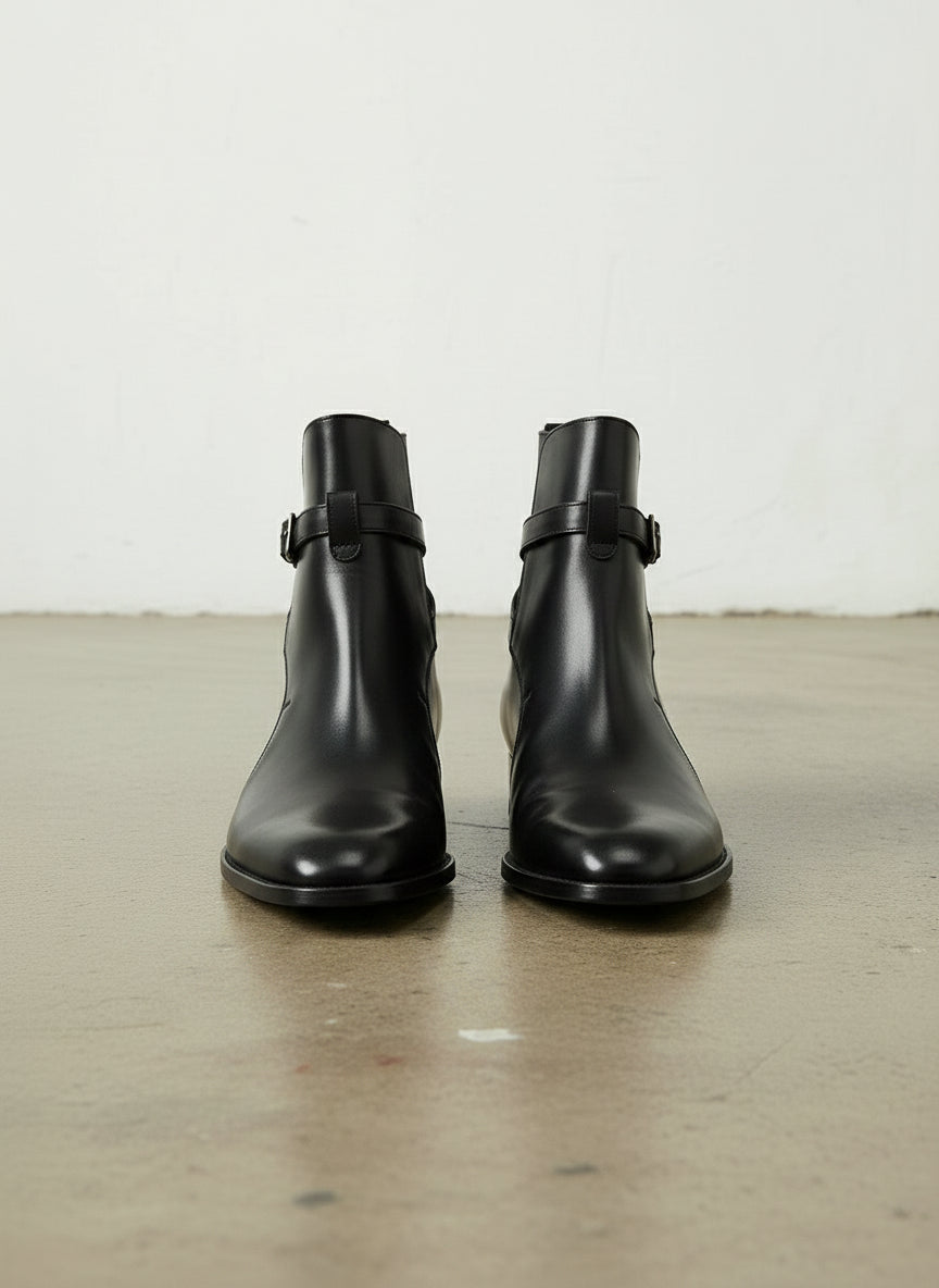 Men's Handmade Black Leather Jodhpurs Ankle Boots