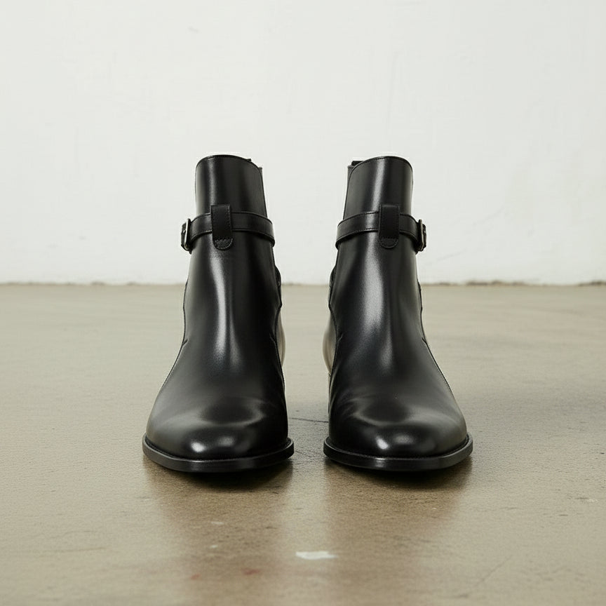 Men's Handmade Black Leather Jodhpurs Ankle Boots