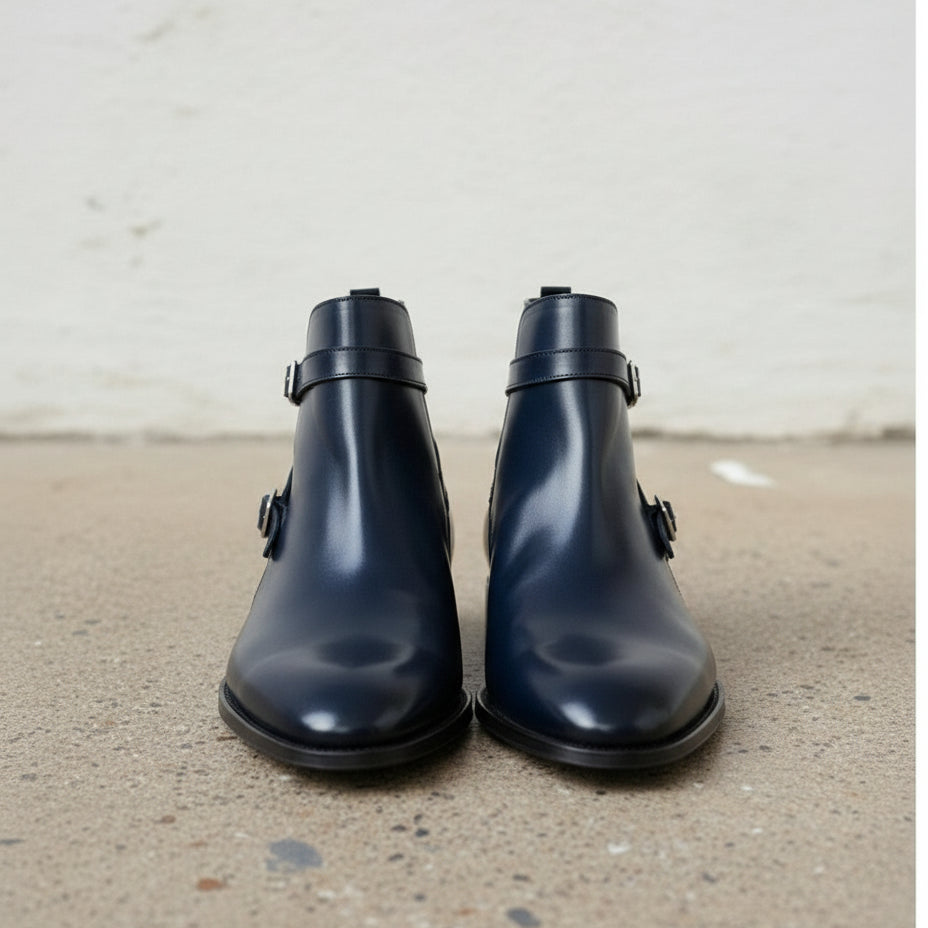 Handcrafted Men's Black Leather Jodhpurs Boots