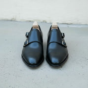 Men's Handmade Black Monk Strap Leather Dress Shoes