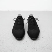Handcrafted Black Suede Wingtip Men's Shoes