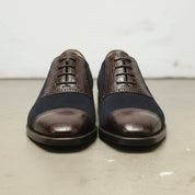 Men's Handmade Two-tone Leather and Suede Oxfords
