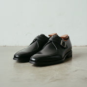 Handmade Men's Black Leather Monk Strap Dress Shoes