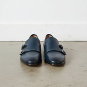 Handmade Men's Navy Blue Monk Dress Shoes