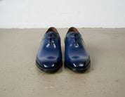 Handcrafted Men's Blue Calf Leather Dress Shoes