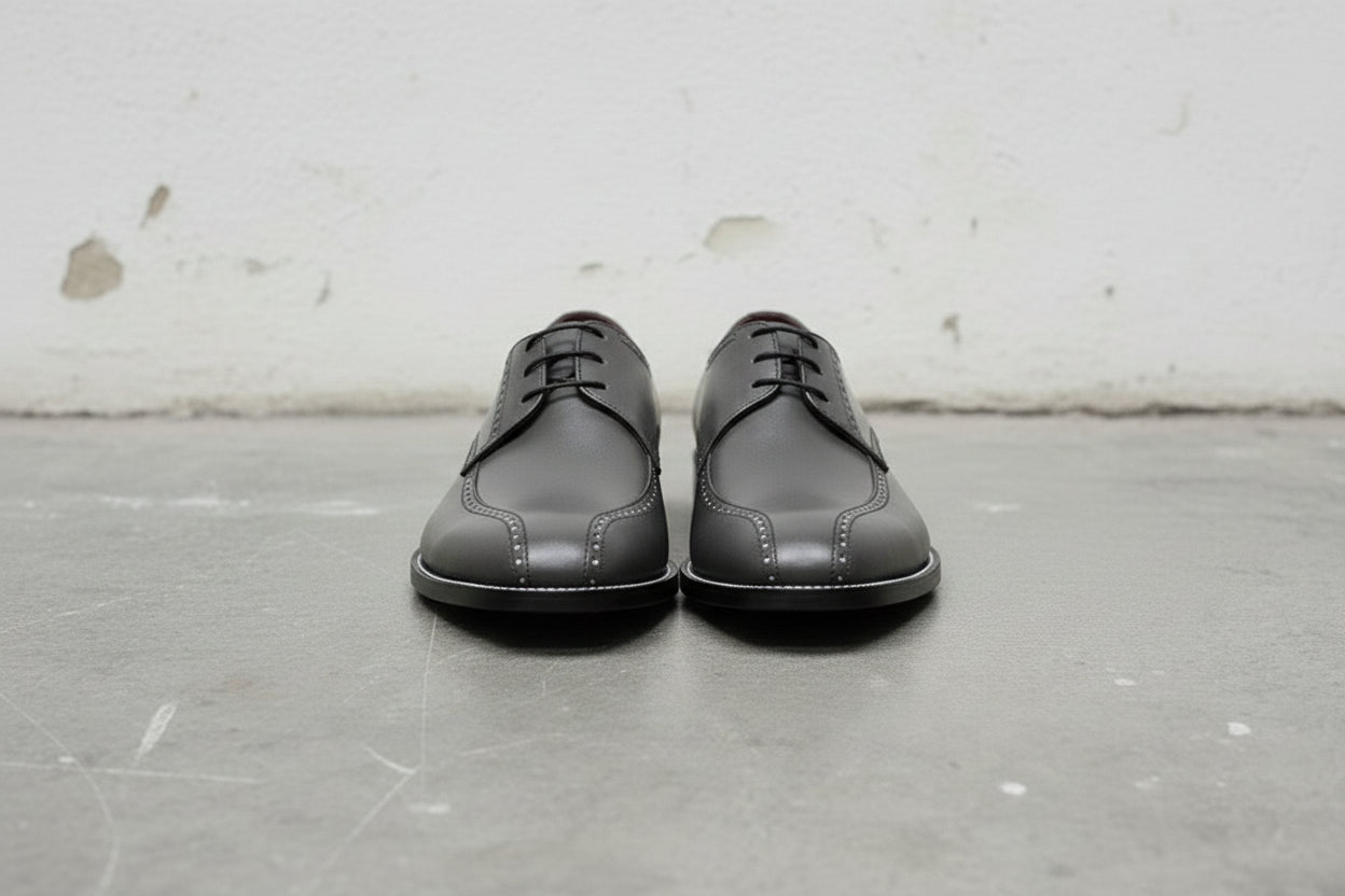 Men's Gray Leather Derby Dress Shoes